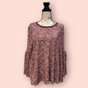 Altar’D State Burgundy Bell Sleeve Knit Blouse with Bows Size L
